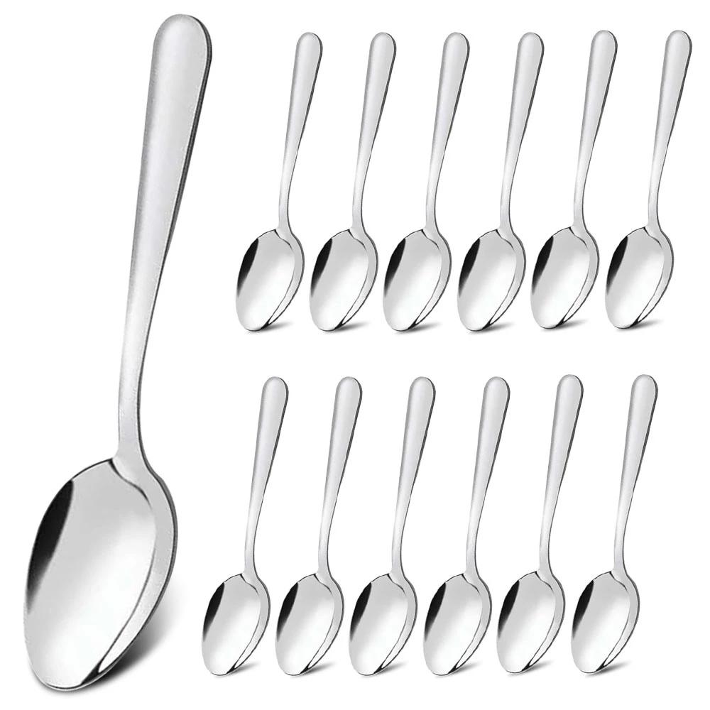 6/12/24PCS Stainless Steel TeaSpoons Cutlery Set Creative Coffee Spoon For Ice Cream Cake Dessert Scoop Tableware Dinnerware Set