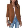Europäische und Amerikanische Sommer Damen Oberteile, Neue einfarbige Strickjacken, Dreiviertelärmel, Rüschen, Lässiger Minimalistischer Stil