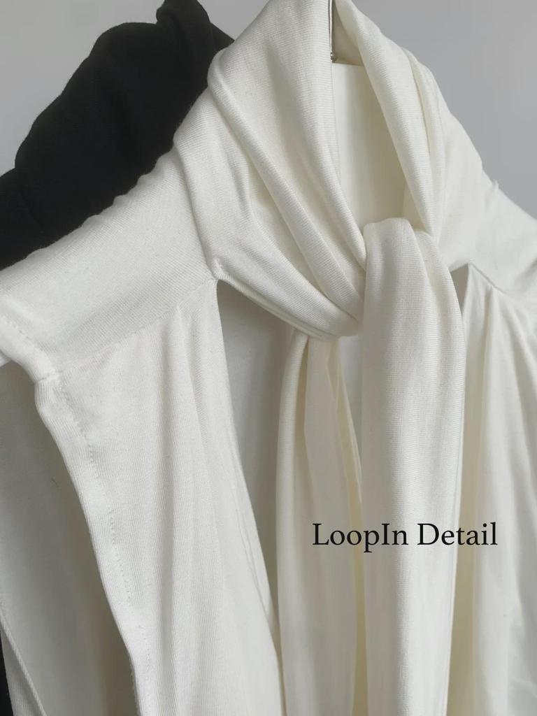 Dorothy Cowl Neck Sleeveless Halter Top with Ribbon Detail