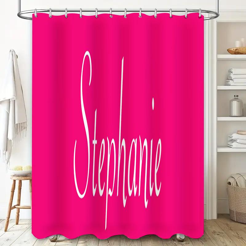 Shower Curtain Custom Name Decorative Letter Print Waterproof Bathroom Decoration Pink White Black Red Navy Blue Gr
