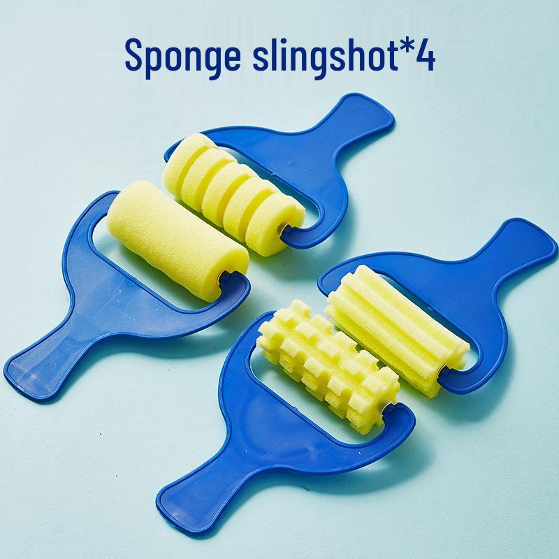 Kid's Sponge Stamp Ink Pad and Roller Set for Painting and Drawing