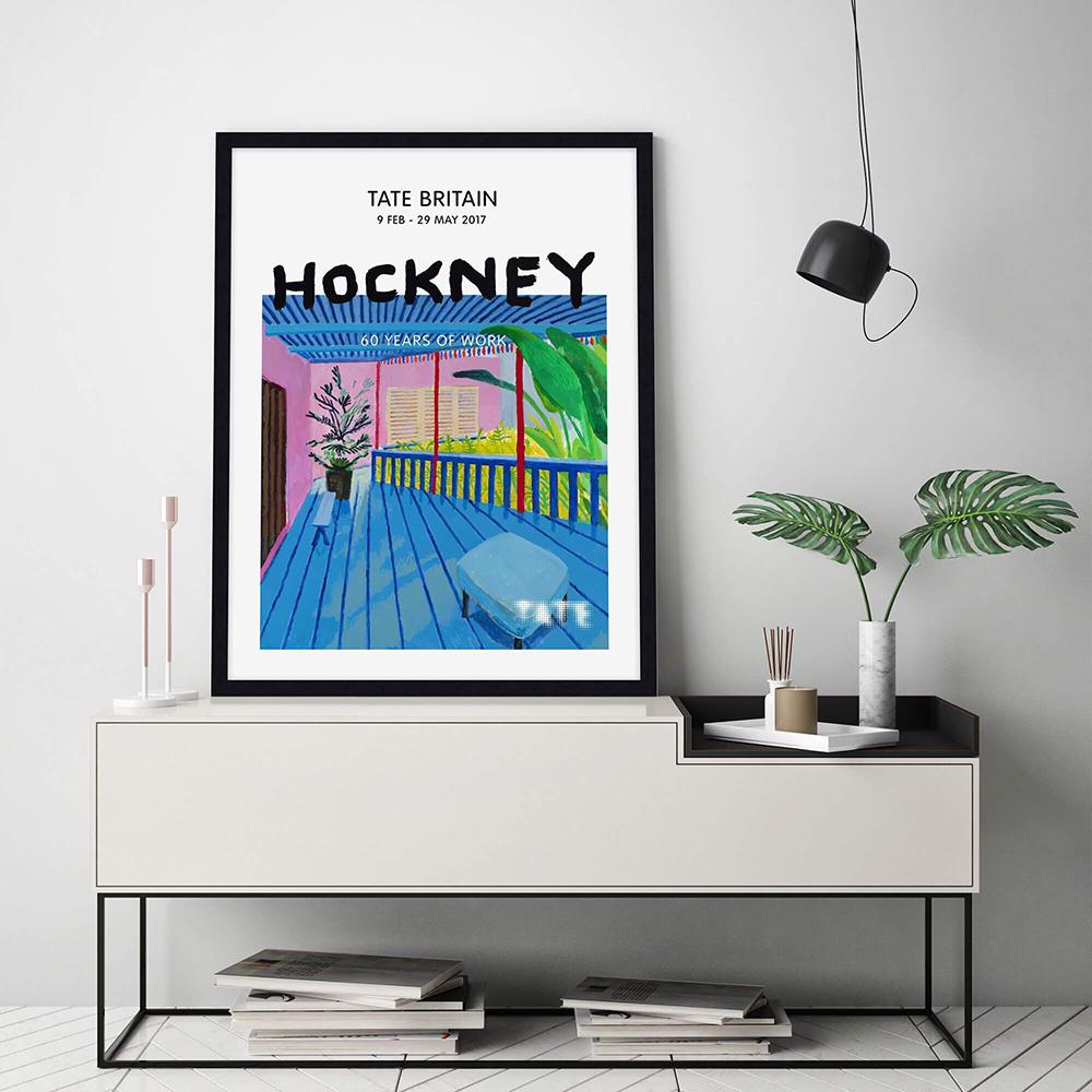 David Hockney Canvas Painting Exhibition Poster Pool with Two Figures Print Abstract Landscape Wall Art Pictures for Living Room