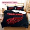 Custom Name,Detroit Red Wings Pattern Bedding Home Decoration Birthday Gift ( 1 Duvet Cover + 2 Pillowcase, Without Core),fan Merchandise.