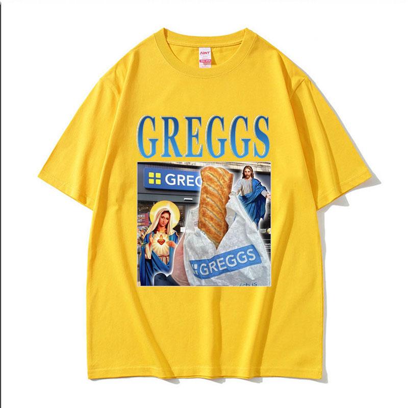 Greggs Homage Bakery Chain Funny Meme Graphic T Shirt Men Women Vintage Clothing Tees Casual Cotton Oversized Tshirt Streetwear