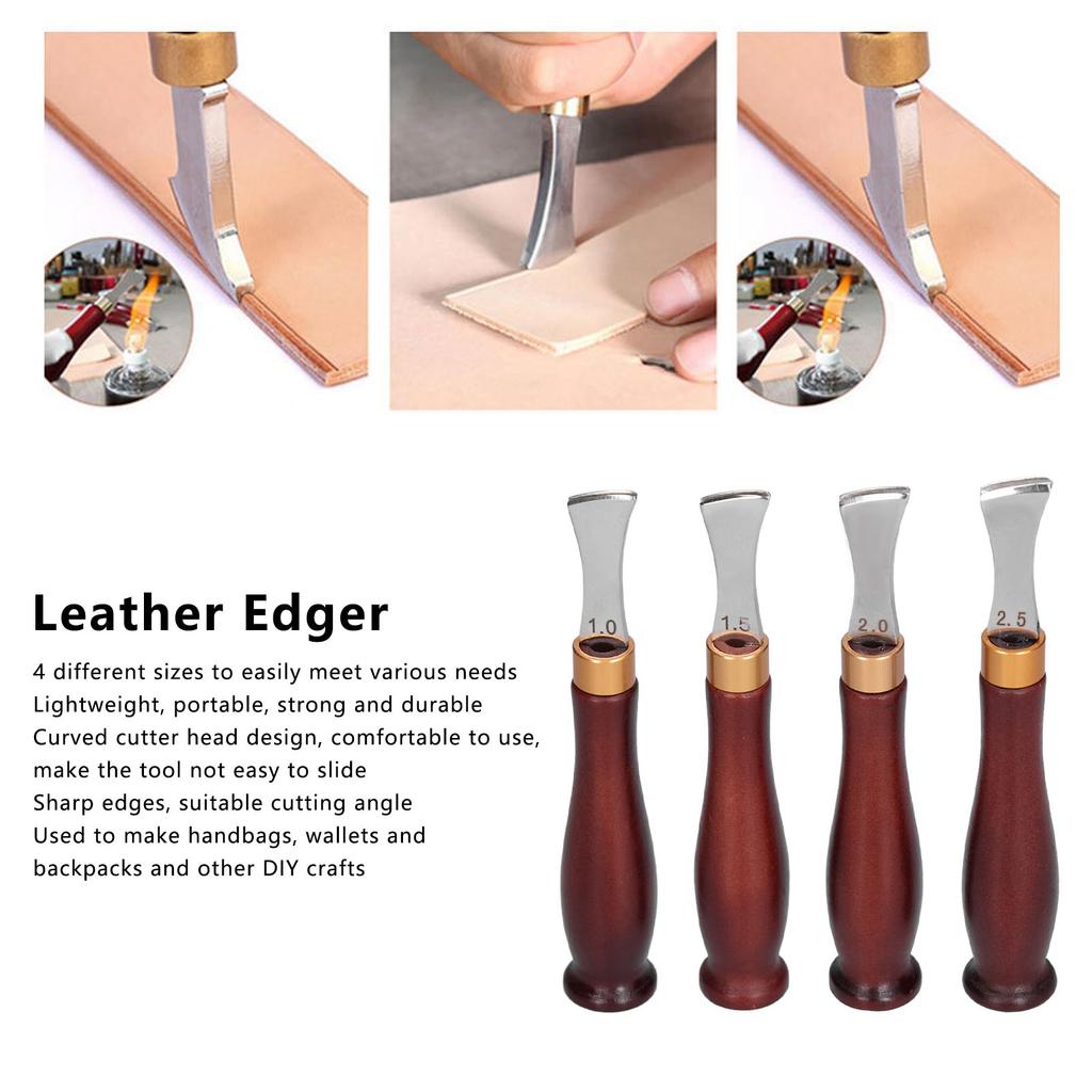 4 Pieces Leather   Creasing Tool,   Professional Trimming, Wooden Handle Work Kit for   Craft Leather Cutting