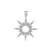 White Gold Octagram Star Copper Pendant, Women's Round CZ Cabochon Setting, Imitation 925 Silver