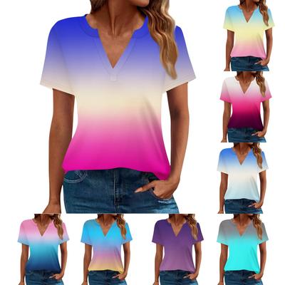 Women's Summer Short Sleeve V Neck Shirt Business Casual Loose T-Shirt Trendy Fashion Clothing Tops