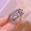 Fashion Full Inlaid White Zircon Marquise Ring  Copper Temperament Ladies Four-Claw Ring Valentine's Day Gift