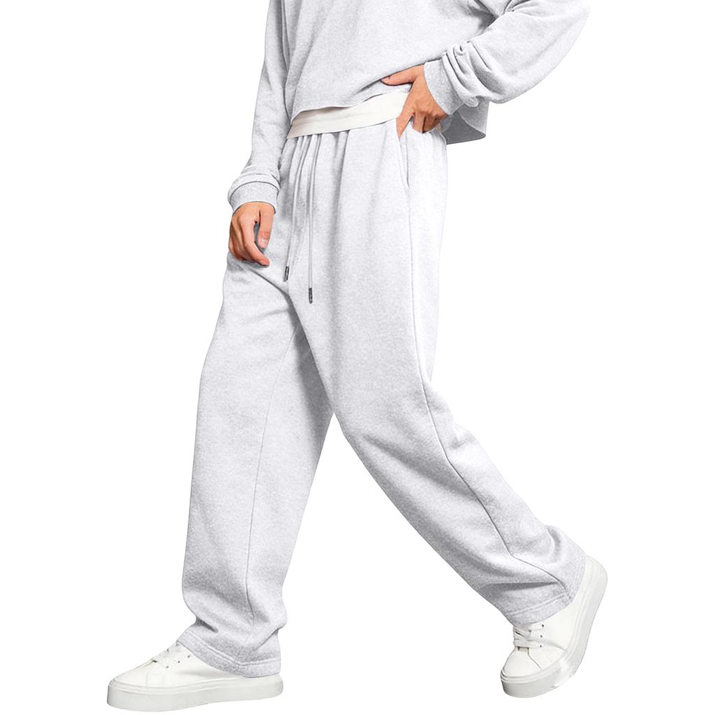 Men's Sport Sweatpants With Drawstring Elastic Waist, Retro , Loose Wide-leg Pants With Pockets