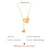 Double Heart Lariat Necklace Silver Tone Cutout Heart Pendant Y Shaped Chain for Women