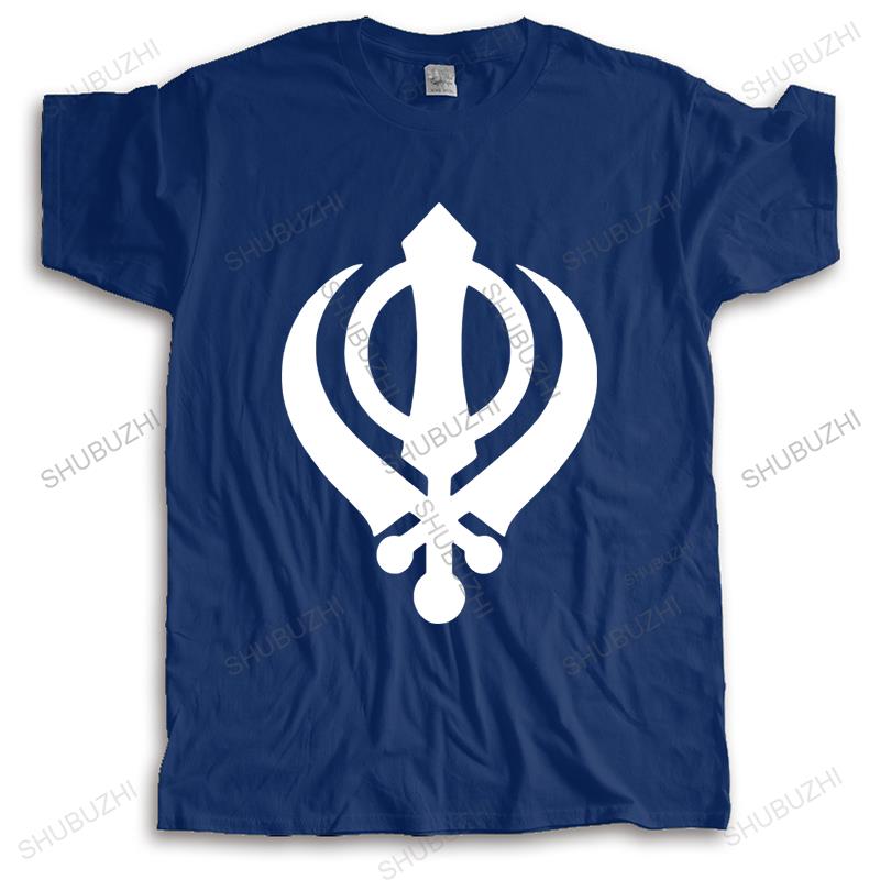 Hot sale Unisex brand summer t shirt vintage Sikh Khanda Symbol India Punjabi Sikhism Culture Unisex Teeshirt cotton short sleeve