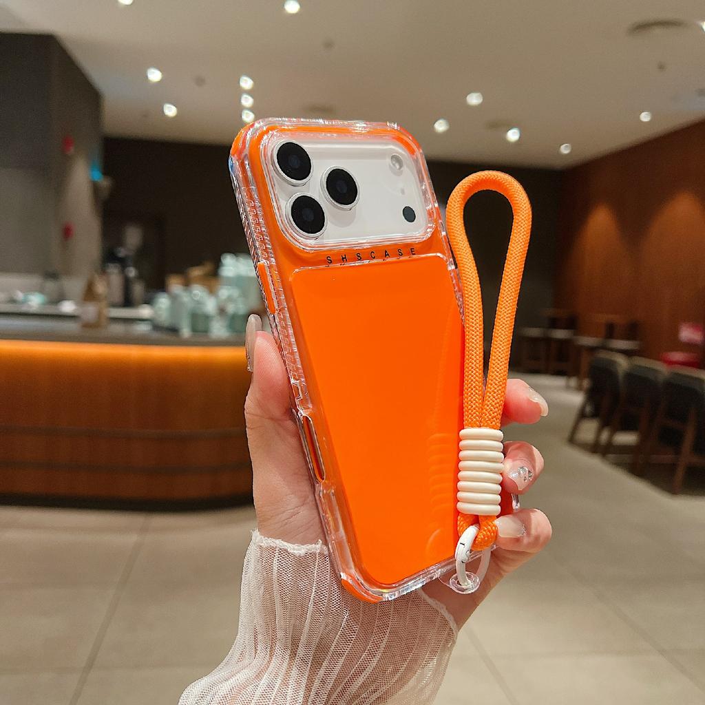 For iPhone 17 Pro Case 3 In 1 Drop-Proof PC+TPU Phone Back Cover with Wrist Strap
