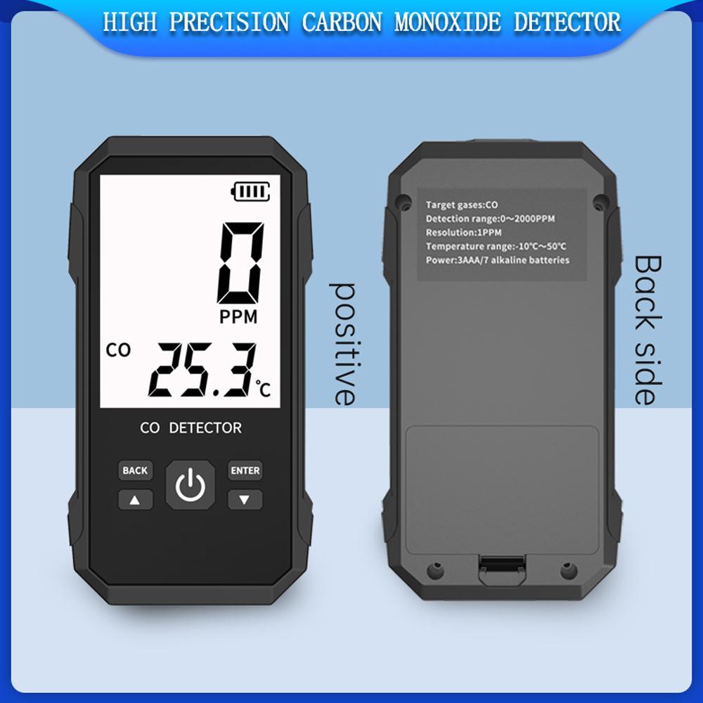 Handheld Carbon Monoxide Detector Portable Carbonic Oxide Concentration Testing Meter with Temperature Test and Sound