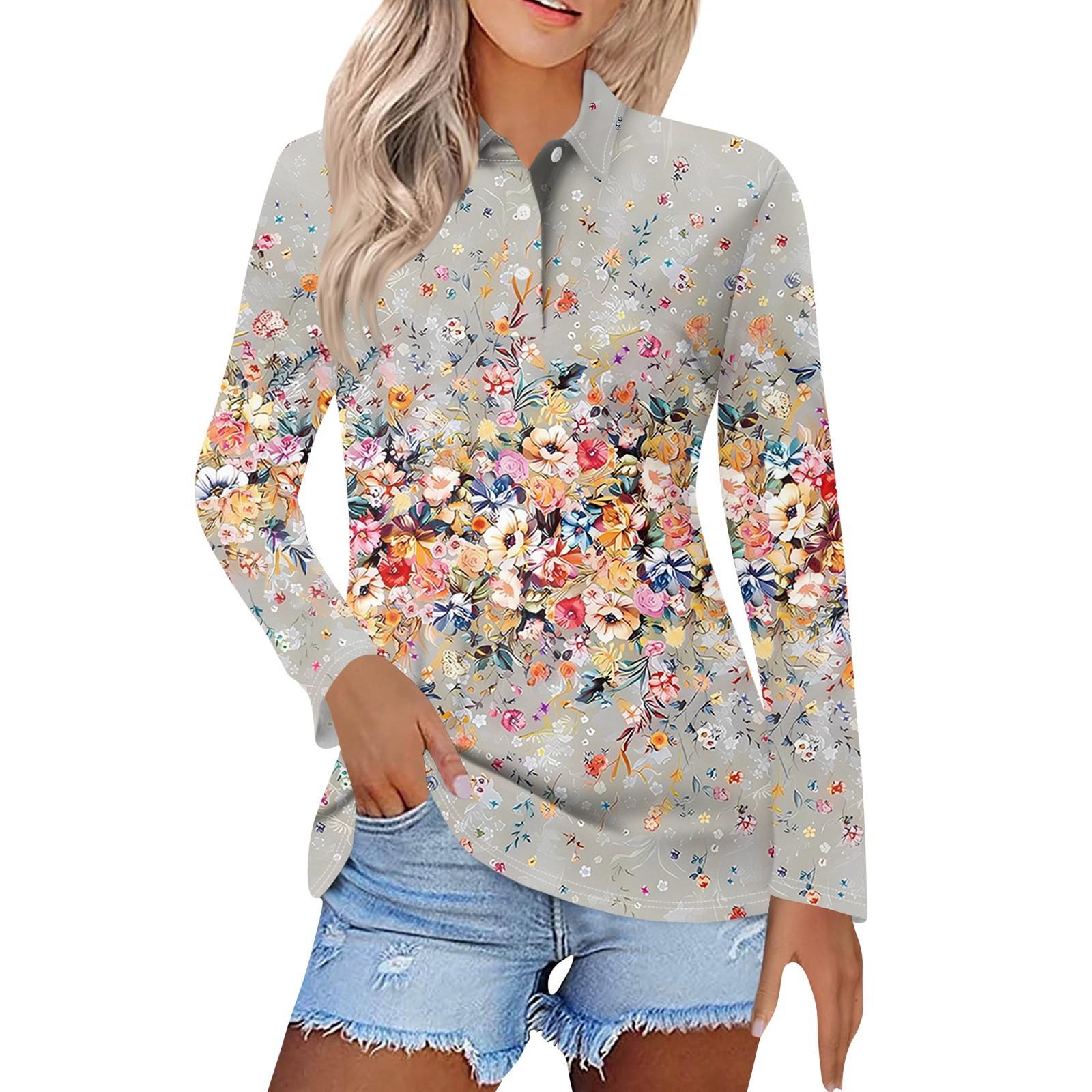 Женская модная повседневная рубашка с короткими рукавами и принтом с лацканами — фото 7