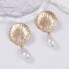 Personalized Light Luxury Simple Fashion Alloy Scallop Imitation Pearl Pendant Ocean Leisure Vacation Style Women's Earrings