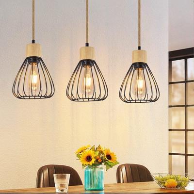 Pendant Lamp - NETTLIFE - 3-light Pendant - 3×E27 - Black - Metal