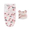 Set Coperta e Cappellino per Neonato Stampa Cartoni Animati Cotone Fasciatoio Neonato Fasciatoio Regolabile per Dormire Neonato Tutte le Stagioni 0-6 Mesi