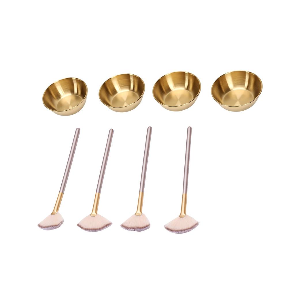Facial Mask Care Tool Kit 4 Mixing Bowls 4 Fan Brushes Facial Bowl and Brush Set for for Home Salon Use