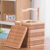 Antique-Style 2-Tier Bamboo Snack Basket with Handle