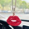 Rearview Mirror Pendant Sparkling Rhinestone Lip-shaped Car Rearview Mirror Charm Ornament Elegant Hanging Pendant for Car Rear