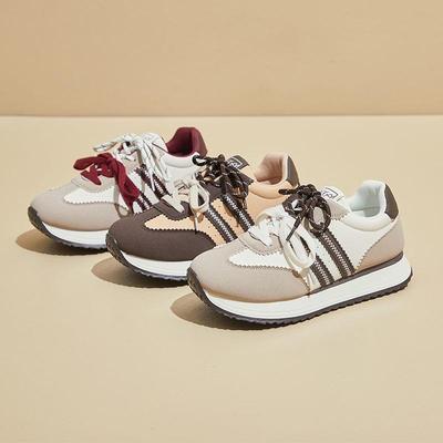 Scarpe da corsa da donna, casual, antiscivolo, con plateau, stringate, comode, in pelle PU, da tennis, sportive, per donna