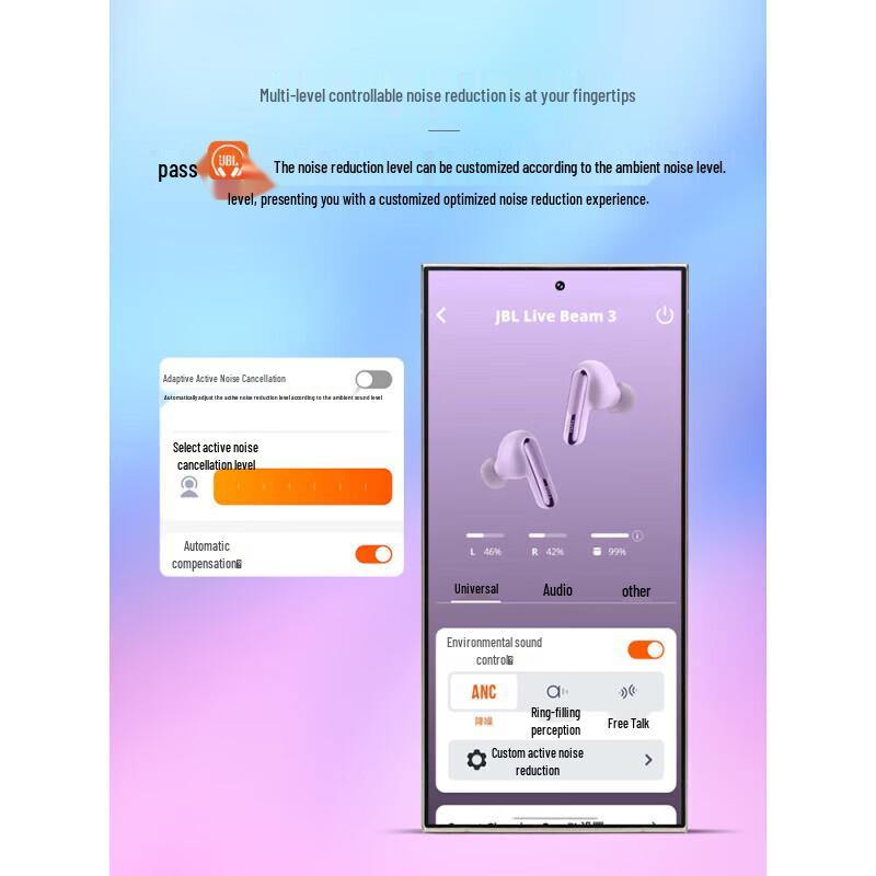 JBL Live Beam 3 True Wireless Earbuds with Smart Touchscreen Case