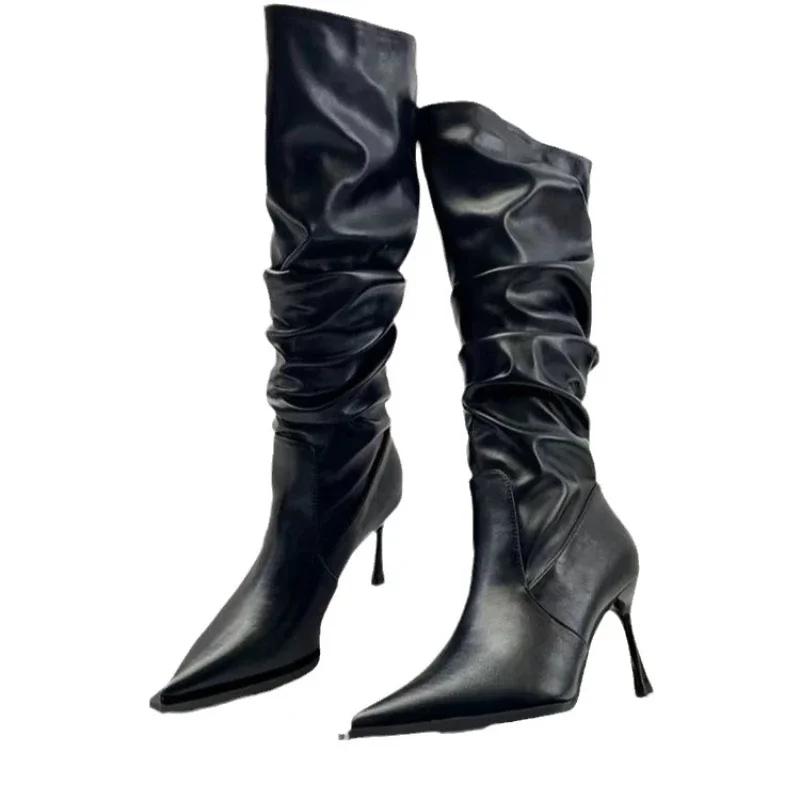 Sexy Winter Frauen Hohe Stiefel Mode Spitzschuh Stiletto Ferse Lange Stiefel Damen Elegante Kniehohe Stiefel Schuhe Botas De Mujer