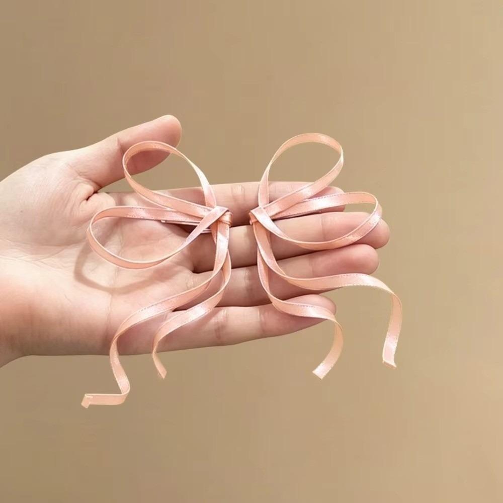 1 Pair Elegant Satin Ribbon Bow Silky Texture Bow Barrettes  for Girls and Women