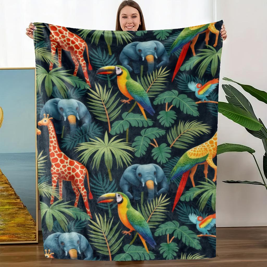 Soft High-Definition Tropical Animal Pattern Fleece Blanket, Soft, Breathable  Polyester, Perfect Gift, All-Season