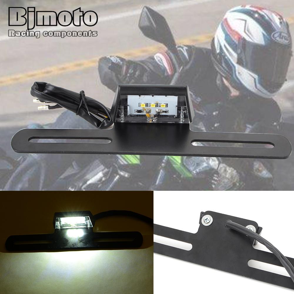1pc 12V 1W Motorcycle Aluminum License Plate Holder Bracket Support White 3 LED Light Motorbike Scooter Number Plate Light