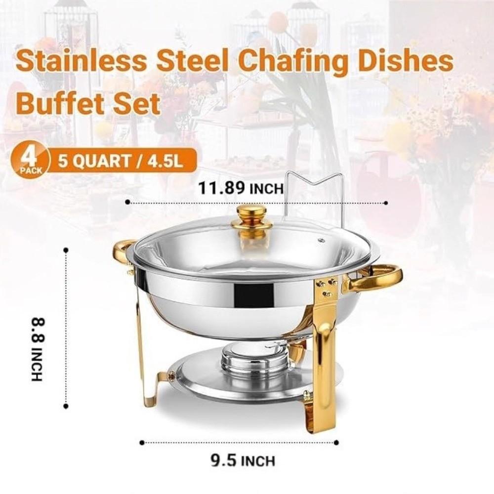 4.5L Warmer Food Chafing Dishes with Lid Hanging Cover Buffet Dining Stove Insulation Stainless Steel Serving Tray