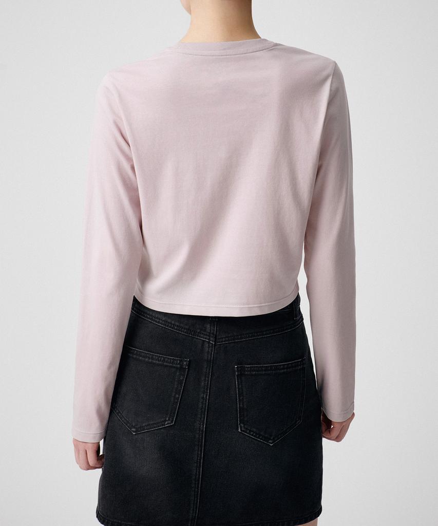 MUSINSA STANDARD WOMAN [Cooltandard] Women'S Crew Neck Crop Long Sleeve T-Shirt [Desert Pink]