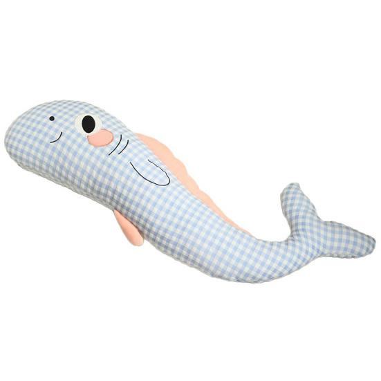 Plush Whale Body Pillow Checkered Healing Stress Relief Pillow Long Hugging Pillow for Side Sleepers And Cuddling