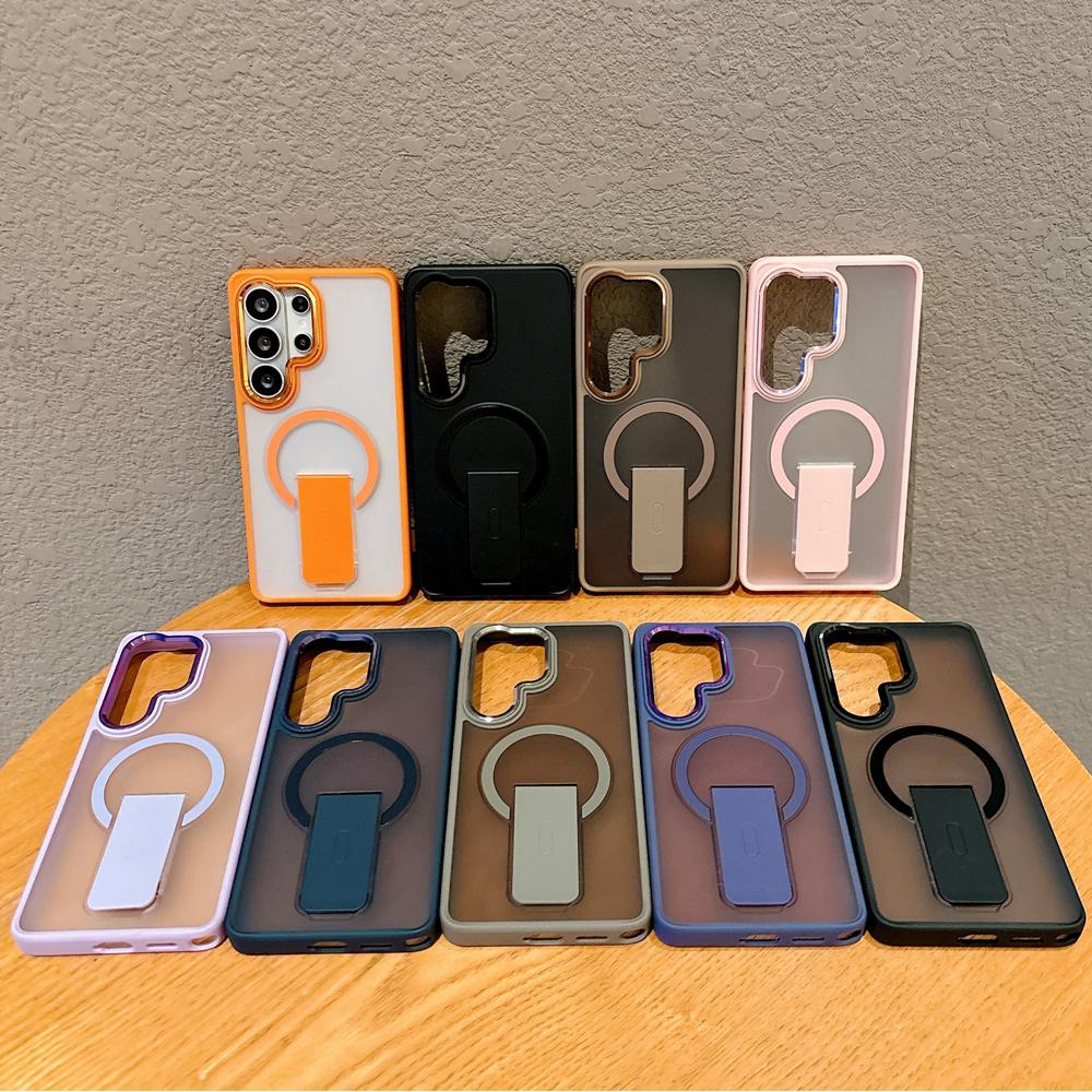 KEYSION Stoßfeste matte durchscheinende Hülle für Samsung Galaxy S26 Ultra 5G S26+ Plus Ständer Kabelloses Laden Handy-Rückseite