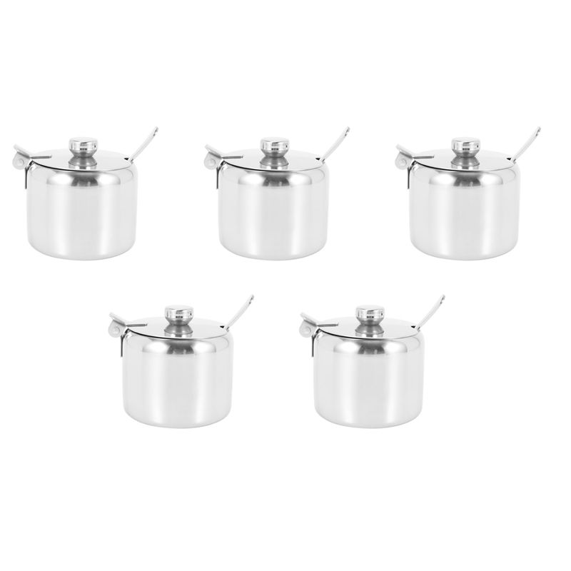 

ABWR-5X Stainless Steel With Lid And Spoon Sugar Bowl Seasoning Jar Seasoning Jar Tableware Spice Container серебряный