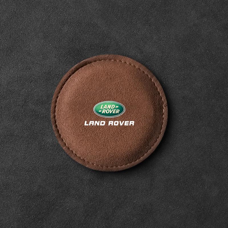 Auto Getränkehalter Pad PU Leder Schlitz Rutschfeste Untersetzermatte Emblem für Land Rover Range Rover Defender Freelander Discovery 1 2 3 Evoque Rover L322 L405
