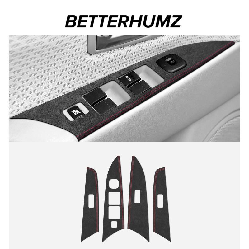 Betterhumz For Mazda 3 Axela 2004-2009 Made of Alcantara Car Door Window Control Lifter Panel Trim Stickers Interior Accessories
