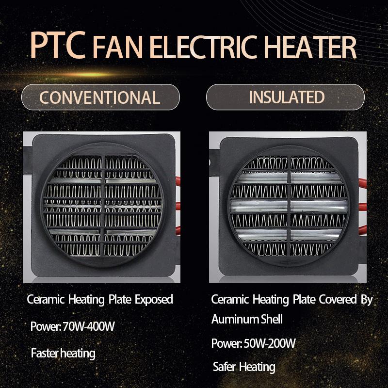 12V 24V 48V 110V 220V PTC Heater With Fan 50W~400W Insulated Ceramic Thermostatic Fan Heater Pet Insulation Incubator PTC Heater