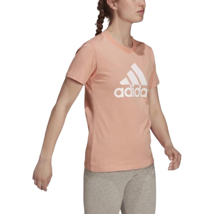 adidas T Shirts Women's Pink Crew Neck Moderate Straight Fit H07810