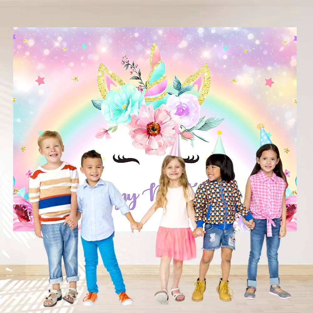 Ewprint Unicorn Birthday Background Photography Party Bedroom Living Room Decoration Shooting Background Cloth
