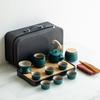 Japanese travel kung fu tea set small set household simple teapot ceramic teacup outdoor tea tray portable bag