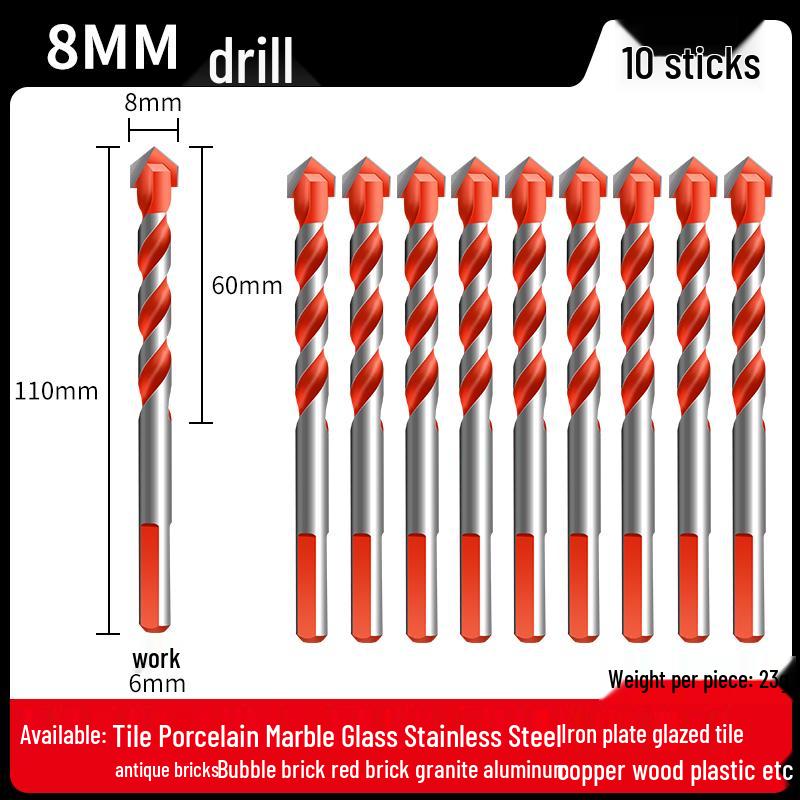 All-in-One 6mm Alloy Triangle Drill Bit for Tile, Concrete, Glass, and Cement