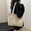 Fashionable Simple Shoulder Bag For Women In Gray Durable Canvas Material