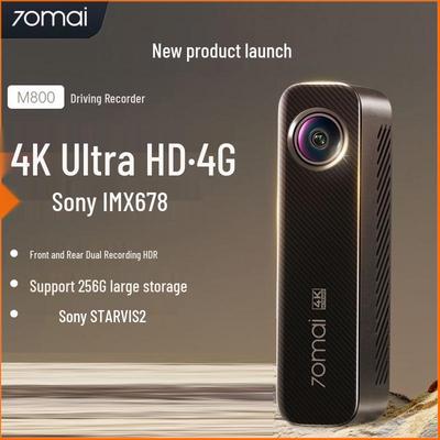 70mai M800 4K Night Vision Dash Cam: Dual Front/Rear Recording with 4G Remote Monitoring & Parking Surveillance.