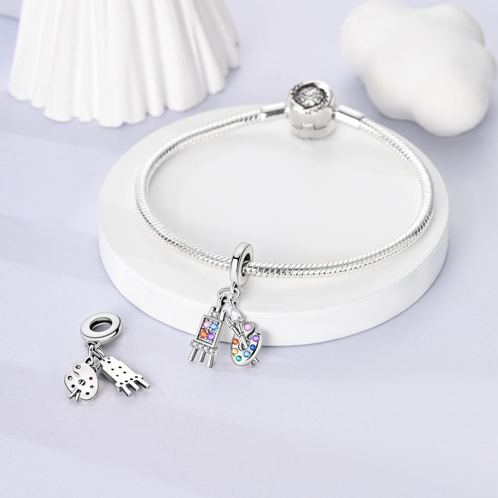 Copper Colorful Painter'S Painting Board Pendants Bracelet Charms Jewelry Party Beads Diy Trendy Gifts