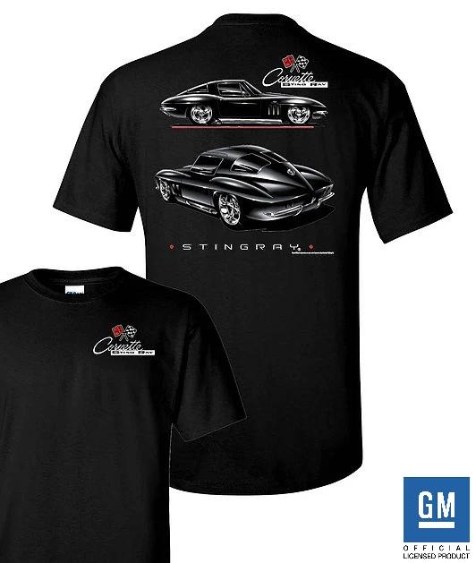 

Black T-Shirt w/ 1963 Chevy Corvette Stingray & Script Logo - Licensed L