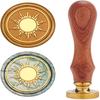 1pc DIY Scrapbook Brass Wax Seal Stamp and Wood Handle Sets Sun Golden 8.9x2.5cm Stamps: 25x14.5mm