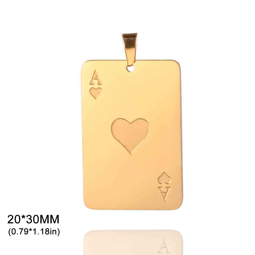 Teamer 3pcs/Lot Poker Card Ace of Hearts Pendant For Necklace Jewelry Making Stainless Steel Gold Color Charms Wholesale