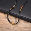Vnox Classic Simple Black Beads Chain Necklaces for Men Women, Adjustable Beaded Collar, Matte Surface Stones Link Chain Choker