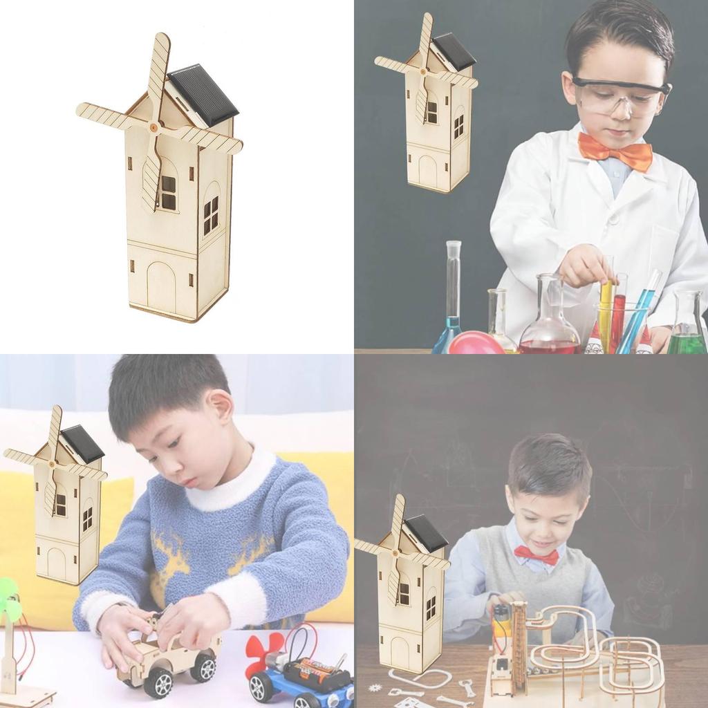 Solarbetriebene Windmühle DIY Holzhaus Bausatz für Kinder 7-14 Jahre Anpassbares Lernspielzeug